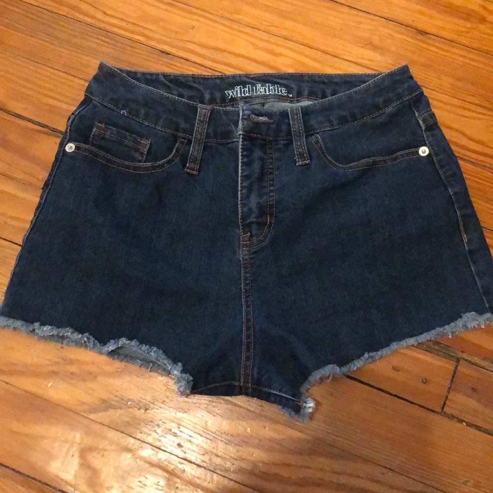 High Waisted Dark Wash Shorts